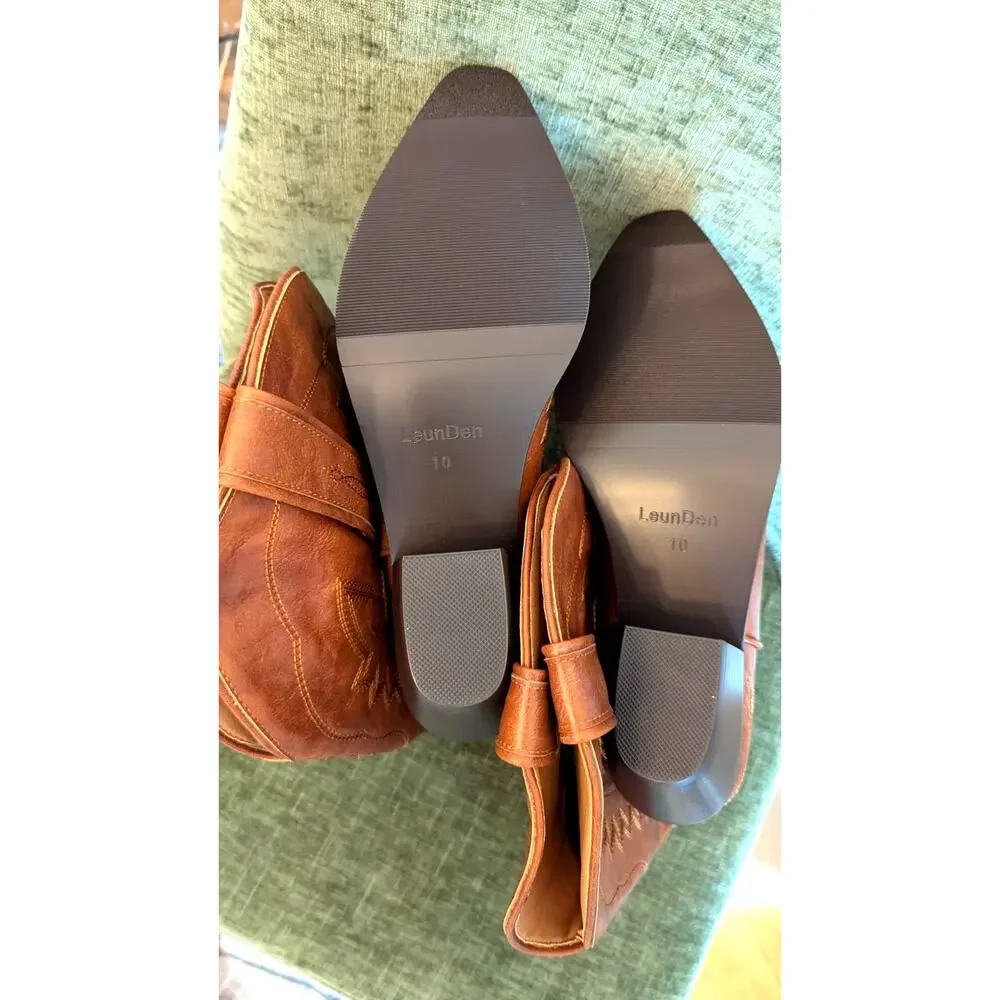 LeunDen Brown Cowboy Boots for Women, size 10